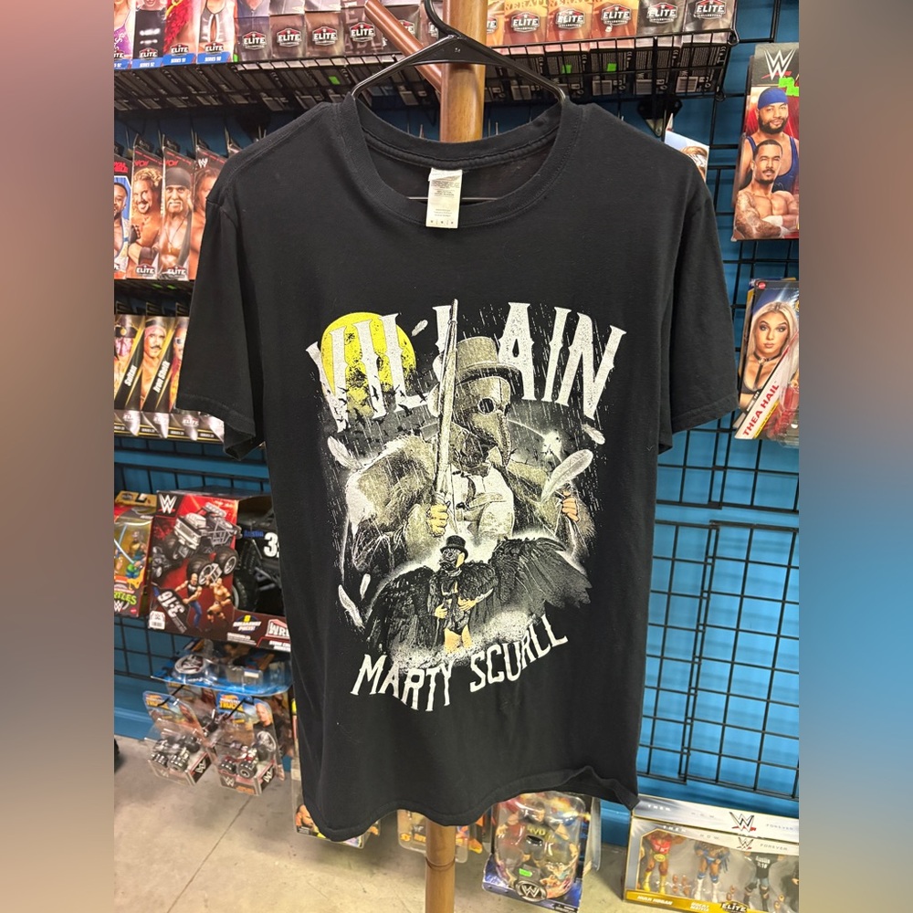 Gildan Black Short Sleeve Tee with “Villain - Marty Scurll” Design